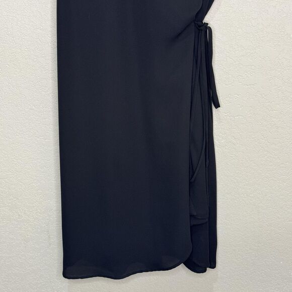 Babaton Wallace Wrap Dress Womens Small Black Short Sleeve V Neck Tie Waist - Picture 7 of 11
